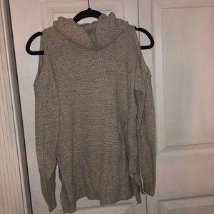 Hollister Cowl Neck Cream Sweater cut out shoulder